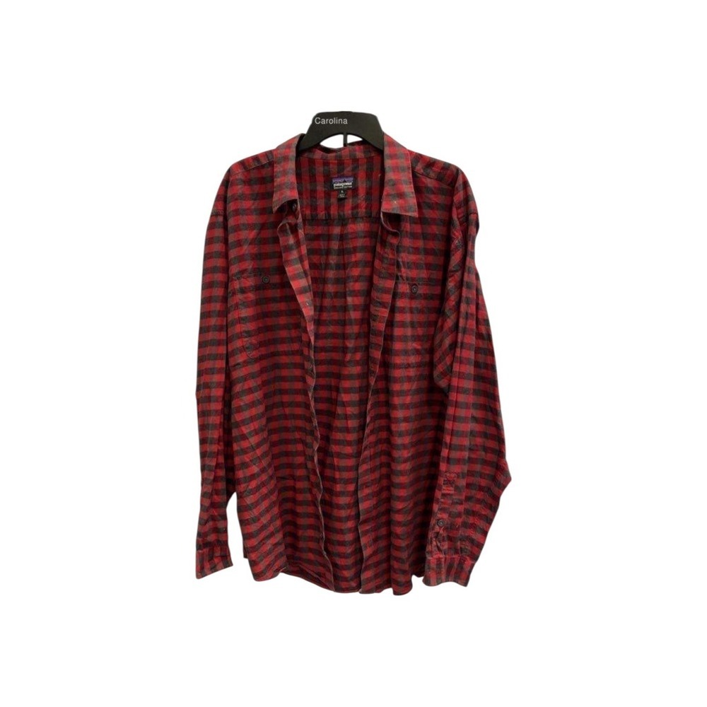 Patagonia Organic Cotton Flannel Shirt Men's XL Red Plaid Button Up Long Sleeve